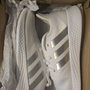 White and Silver Adidas Pure motion Sneakers Size 8 NWT